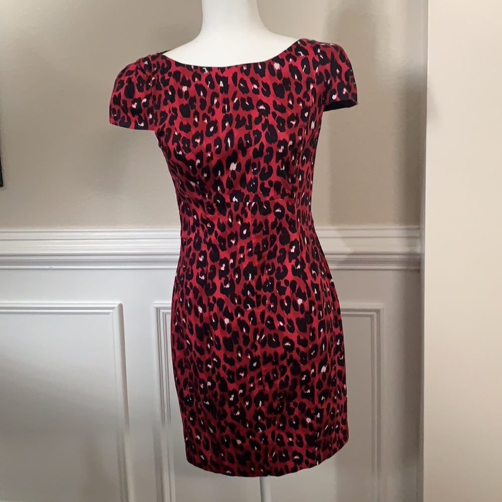 French Connection Dress in Red & Black Animal Print